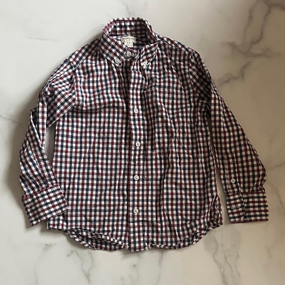 Crewcuts Multicolor Plaid Button Down Shirt Boys size 4-5